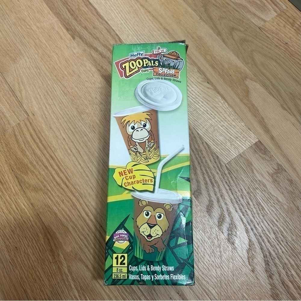 Vintage Hefty Zoo Pals Cups Lids Straws Animal Design Kitchen Picnic